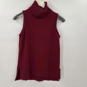 Women's J. Crew Outlet Burgundy Sleeveless Turtleneck Sweater XS Extra Small